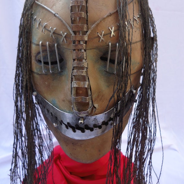 Post-Apocalyptic mask, Halloween mask,Gore art mask, scary mask prop, corpse mask, gore steampunk,horror mask handmade, freaky, movable jaw