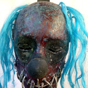 Scary clown mask glows in the dark, handmade mask,creepy psycho clown, frightening horror clown mask Halloween prop,clown costume,evil clown