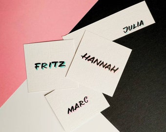 10 Stück Platzkarten  für Hochzeiten oder Partys | Neon | Vintage | Pop