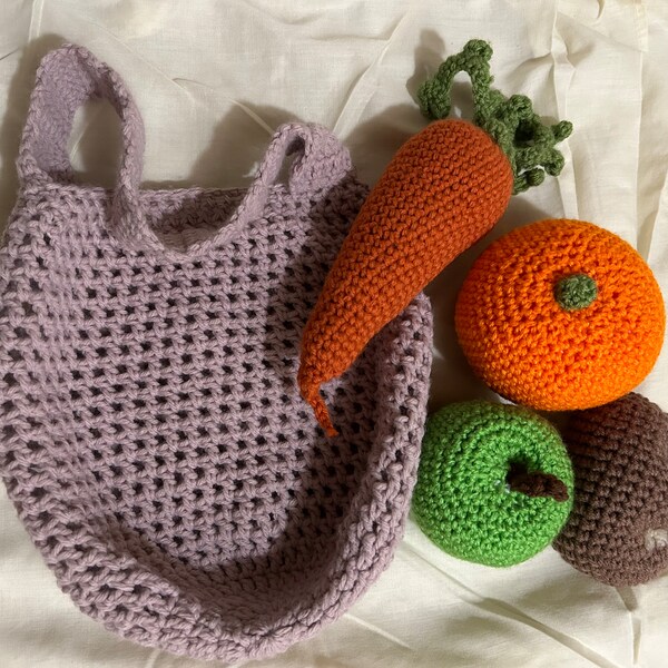 Fruits And Veggies With Market Bag