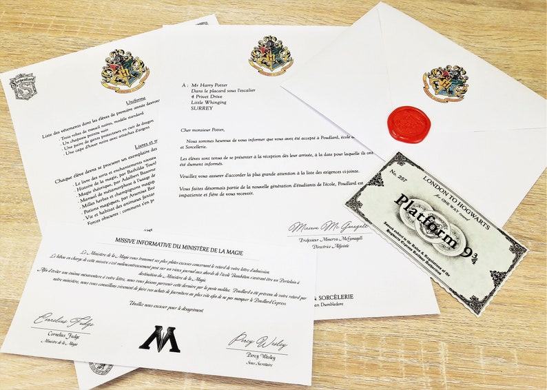 lettre d admission à poudlard