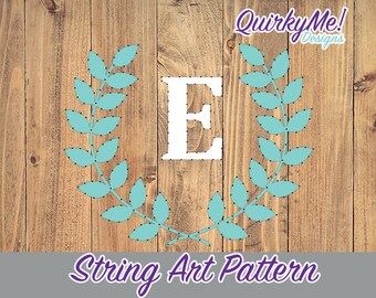 String Art Pattern - Laurel Wreath (Letter E) 10x10