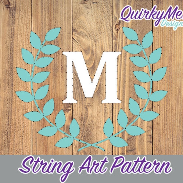 String Art Pattern - Laurel Wreath (Letter M) 10x10