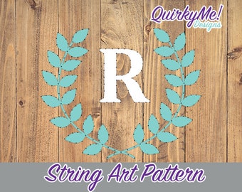 String Art Pattern - Laurel Wreath (Letter R) 10x10