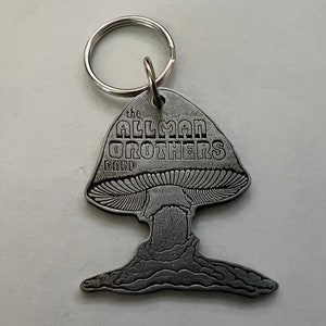 Allman Brothers Band Solid Metal Pewter Key Chain Very Sturdy Mushroom 2 inches tall
