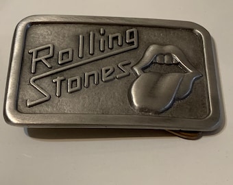 Rolling Stones Belt Buckle Solid Metal Rectangle Pewter Very Sturdy