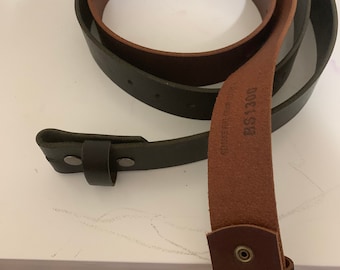 Set of 2 Buffalo BLACK AND BROWN Genuine Leather 1.5 Inches Wide  Thick Belt Durable Snaps Easy Interchangeable Buckles