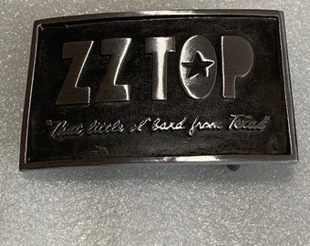 ZZ Top Belt Buckle Little Band de Texas Solid Metal Strong Sturdy Gray