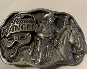 The Lone Ranger Metal Belt Buckle Western Tonto Very Sturdy Pewter