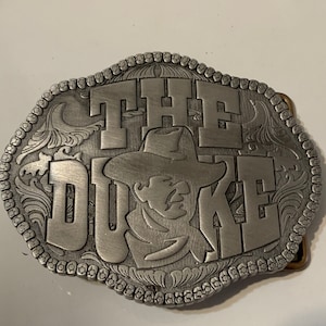 John Wayne &quot;The Duke&quot; Metal Pewter Belt Buckle Strong Sturdy Special Listing