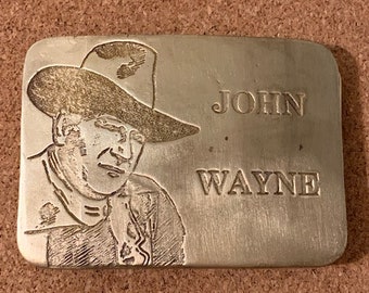 John Wayne BRASS Solid Metal Belt Buckle Strong Sturdy