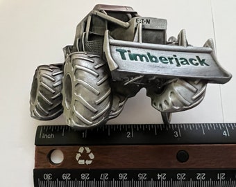 Timberjack belt buckle Skidder Green Lettering  Pewter Metal Very Nice Quality Reproduction