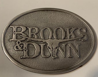 Boucle de ceinture en métal robuste Brooks and Dunn, étain, musique country