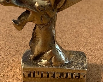 Statua Boscaiolo Più Piccolo Asino OTTONE 2 3/4 Pollici Riproduzione In Metallo Solido