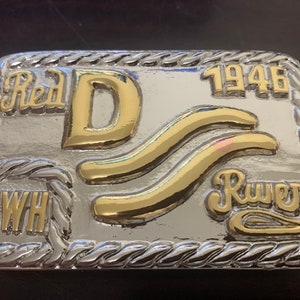 John Wayne Gold/Nickel Red River D Belt Buckle 1946 Movie Westerns Howard Hawks