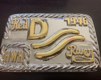 Boucle de ceinture en D or/nickel de la rivière Rouge avec John Wayne, 1946 Westerns cinématographiques Howard Hawks