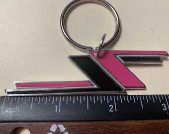 ZZ Top Black and Pink  Key Chain Solid Metal 3 1/4 inches  VERY STURDY