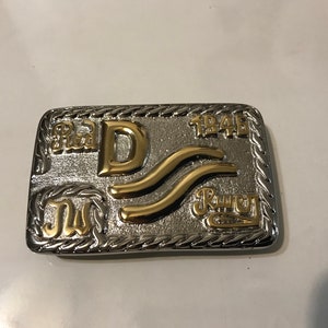 John Wayne JW INITIALS Gold/Nickel Red River D Belt Buckle 1946 Movie Westerns