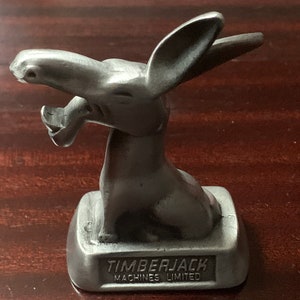 Timberjack Solid Metal Donkey Pewter/Gray Semi Heavy Statue 3 inches tall Reproduction