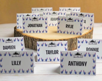 instant download printable food place cards food tent cards food labels buffet cards birthday party decoration - fortnite tent cards
