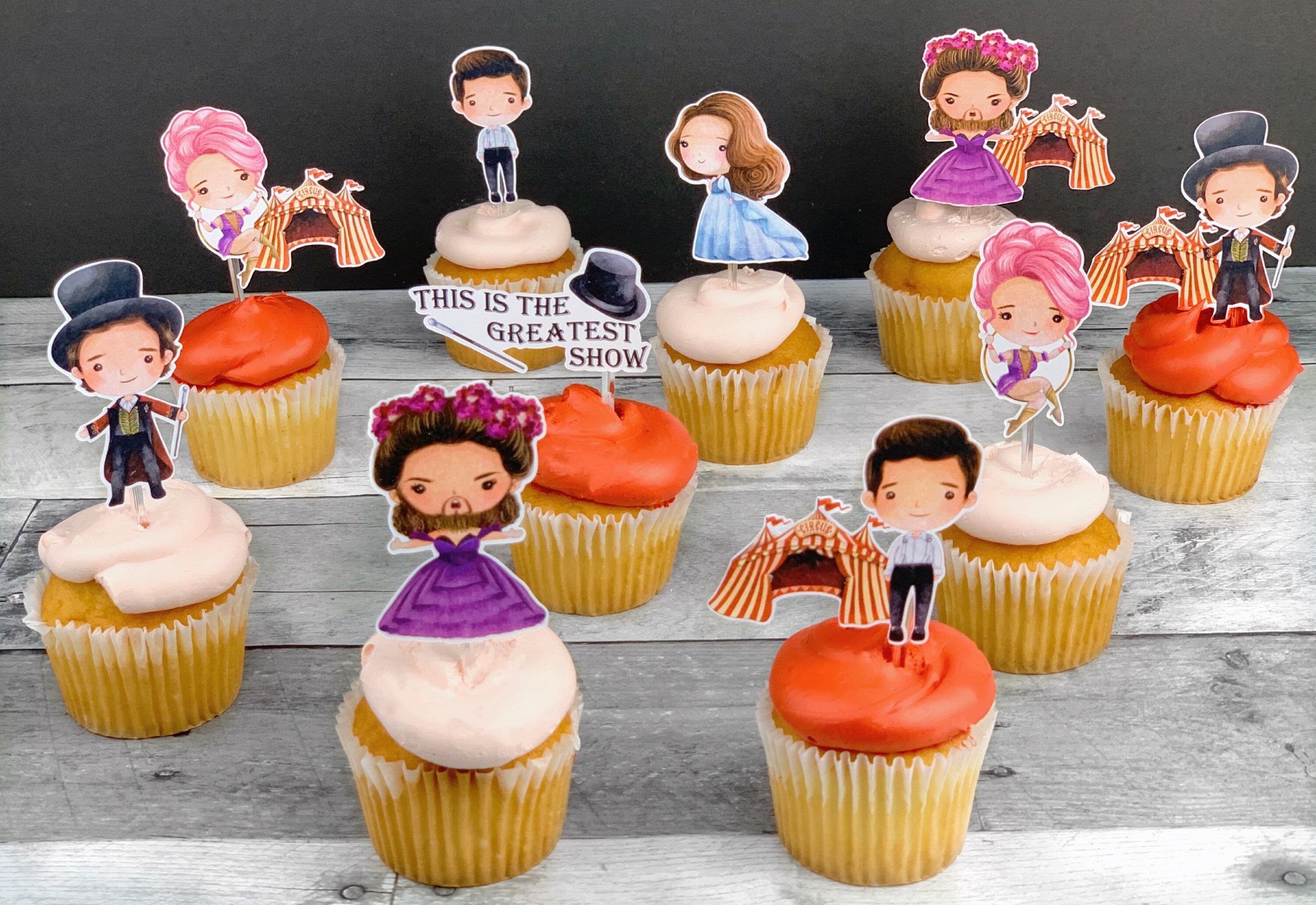 The Greatest Showman Circus Cupcake Toppers | Etsy