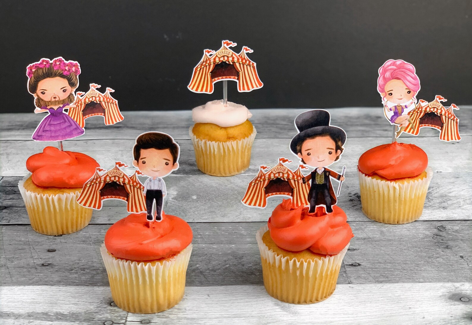 The Greatest Showman Circus Cupcake Toppers | Etsy