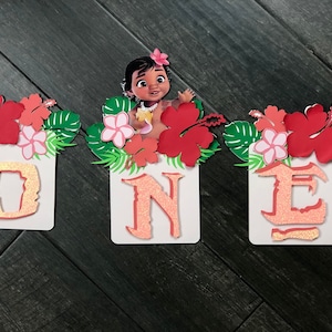Baby Moana Inspired High Chair Banner, Floral, Tropical. Polynesian, Banner, First Birthday