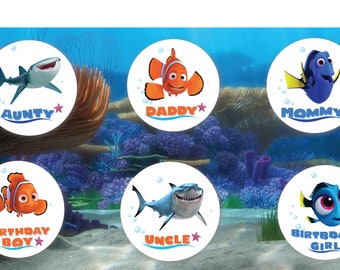 Finding Nemo, Finding Dory, Buttons, Pins, Badges, Customizable Name Tags