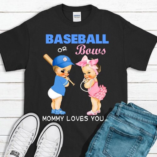 Baseball or Bows Gender Reveal Maternity Shirt Baseball Etsy