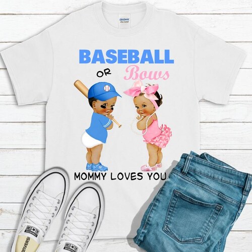 Baseball or Bows Gender Reveal Party Tshirt / Baby / Pink / Etsy