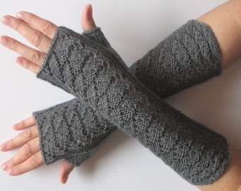 Long hand gauntlets dark grey arm warmers mittens
