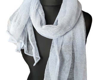 Natural linen scarf white