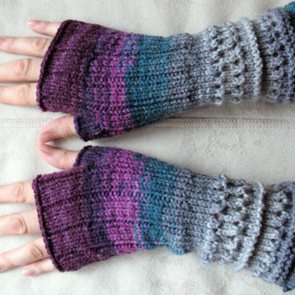 Handstulpen Gants Violett Gris Bourgogne