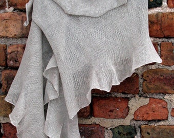 Grau Leinen Schal cape poncho