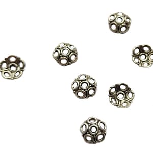 10 Sterling Silver color bead caps for jewelry making 8mm Sterling Silver color flower bead caps flower caps