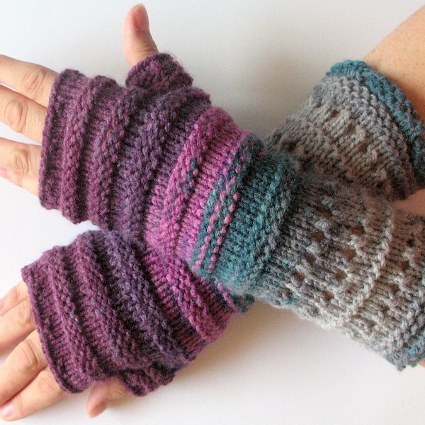 Handstulpen Gants Violett Gris Bourgogne