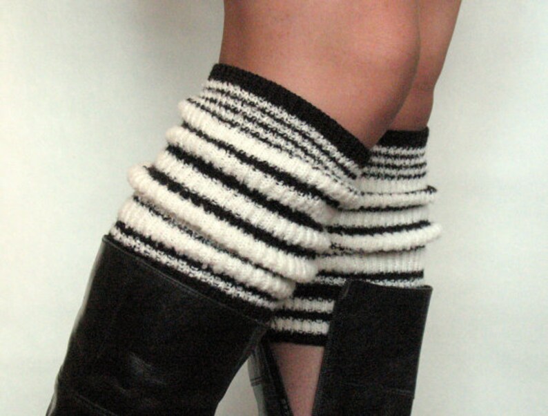 Beinstulpen Boot Cuffs Manschette Weiß Schwarz Bild 1