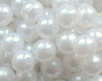Perlen Kunststoff weiß 10mm Rund 15 Stück Perle