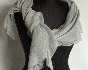 Linen scarf scarf packaging steel light grey green