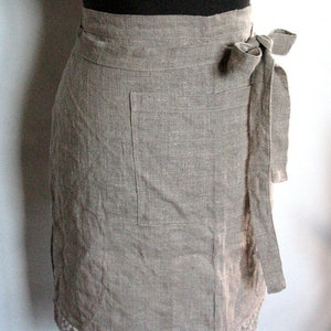 Kitchen Wash Living Half Apron Garden Chef Apron Teachers Apron Natural Grey Prewashed Linen and Lace image 3