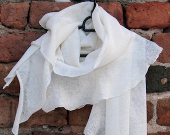 Linen scarf scarf white lin skjerf écharpe en lin linne-halsduk