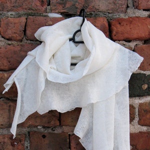 Linen scarf knitted scarves scarf scarves White Light image 1