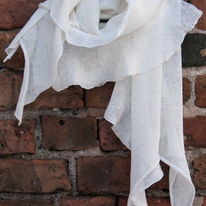 Linen scarf knitted scarves scarf scarves White Light image 2