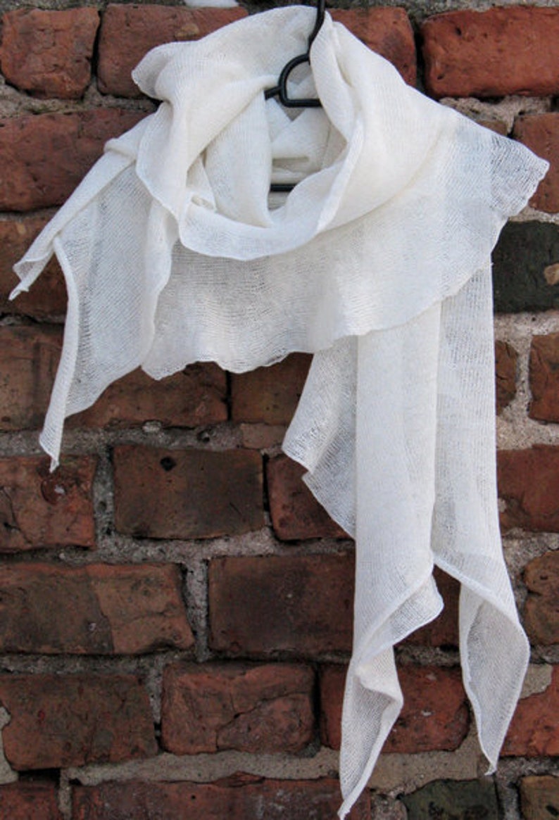 Linen scarf knitted scarves scarf scarves White Light image 2