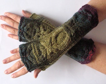 Fingerless Gloves Mittens wrist warmers Purple ...