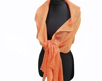 Leinen Schal Leinen Kleidung Schals für Frauen stricken Schal Infinity Schal Orange Plaid Schal Frauen Schal Damen Schals
