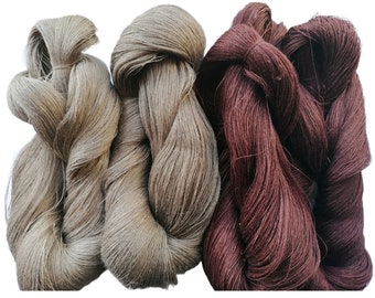 Linen yarn brown grey 400 gr 1 ply