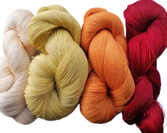 Linen yarn orange yellow red 400 gr 1 ply