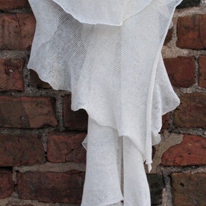 Linen scarf knitted scarves scarf scarves White Light image 3