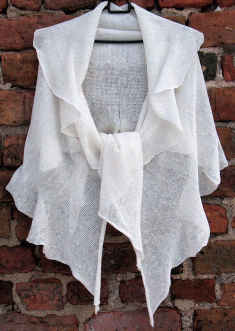 Linen scarf knitted scarves scarf scarves White Light image 4